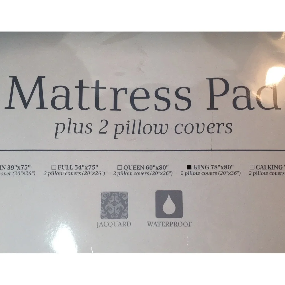 Rest Assure King Mattress Pad Waterproof Jacquard White with 2 Pillow Covers